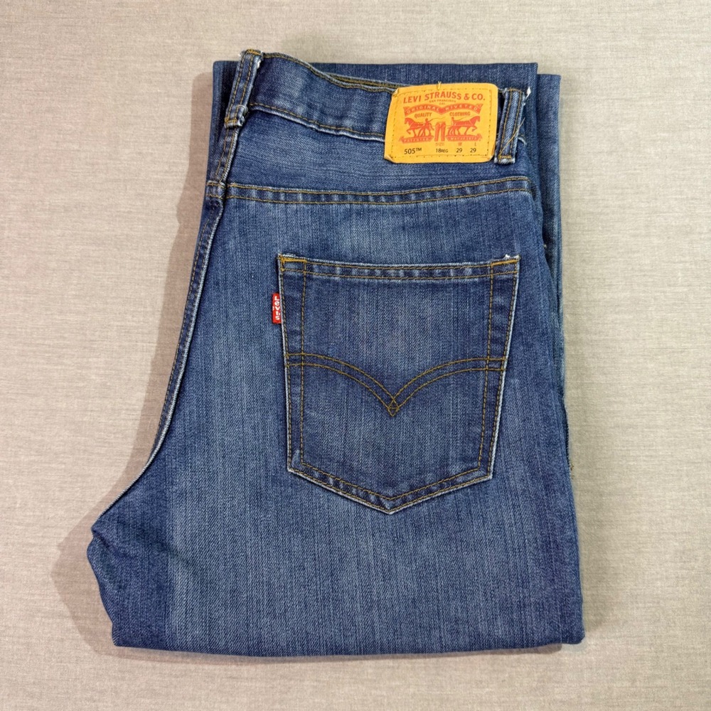 Levi's 505 Regular Fit‎ Jeans Boys 18 Reg 29x29 Blue Good Straight Leg Denim